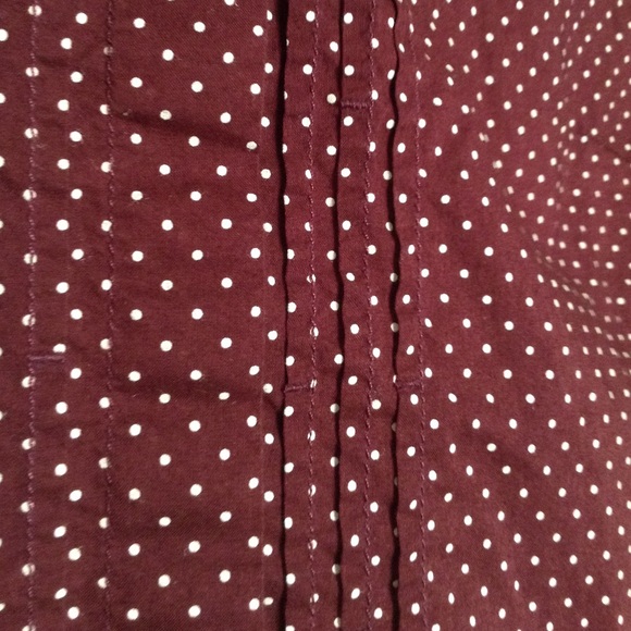 H&M Burgundy polka Dot Button-Down Blouse 10 - Picture 3 of 5